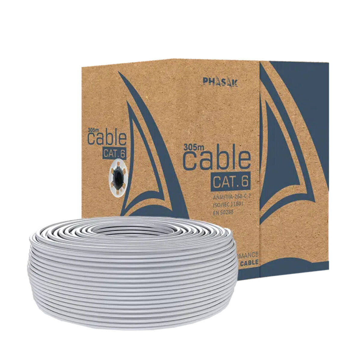 UTP Category 6 Rigid Network Cable Phasak PHR 6302 Grey 305 m UTP Category 6 Rigid Network Cable Phasak PHR 6302 Grey 305 m