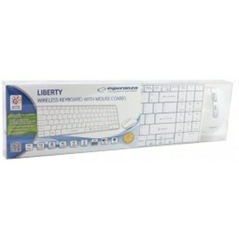Keyboard and Mouse Esperanza EK122W White QWERTY Keyboard and Mouse Esperanza EK122W White QWERTY
