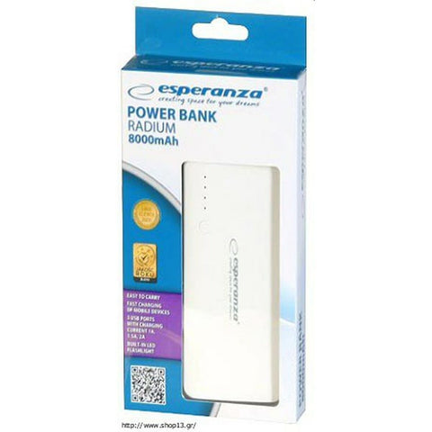 Power Bank Esperanza EMP106WE White Grey White/Grey 8000 mAh Power Bank Esperanza EMP106WE White Grey White/Grey 8000 mAh