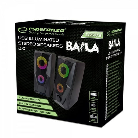 PC Speakers Esperanza BAILA Black Multicolour PC Speakers Esperanza BAILA Black Multicolour