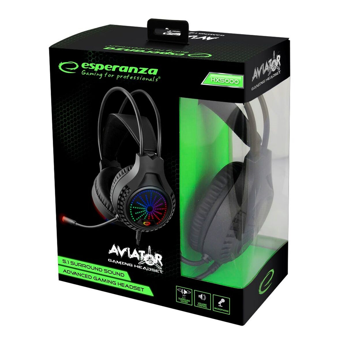 Headphones with Microphone Esperanza EGH5000 Black Headphones with Microphone Esperanza EGH5000 Black