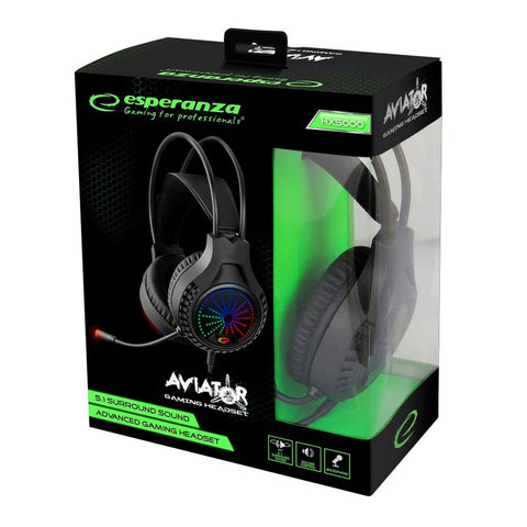 Headphones with Microphone Esperanza EGH5000 Black Headphones with Microphone Esperanza EGH5000 Black
