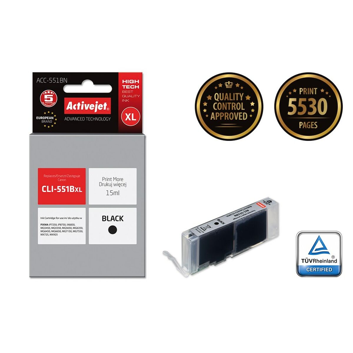 Original Ink Cartridge Activejet ACC-551BN Black Original Ink Cartridge Activejet ACC-551BN Black
