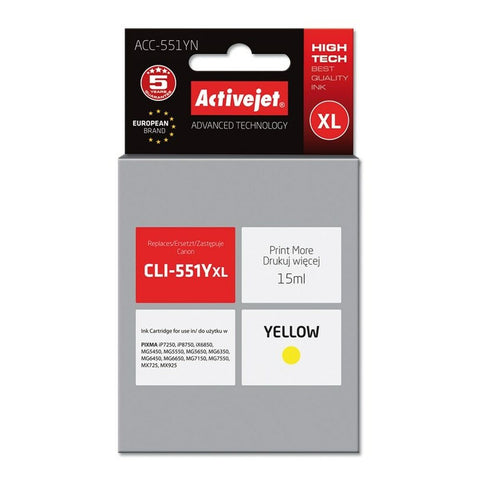 Original Ink Cartridge Activejet ACC-551YN Yellow Original Ink Cartridge Activejet ACC-551YN Yellow