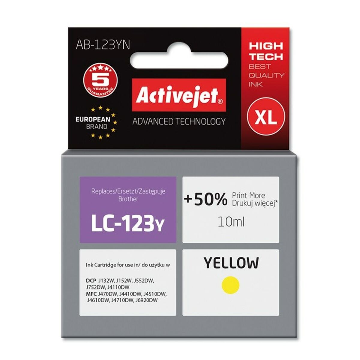Original Ink Cartridge Activejet AB-123YN Yellow Original Ink Cartridge Activejet AB-123YN Yellow