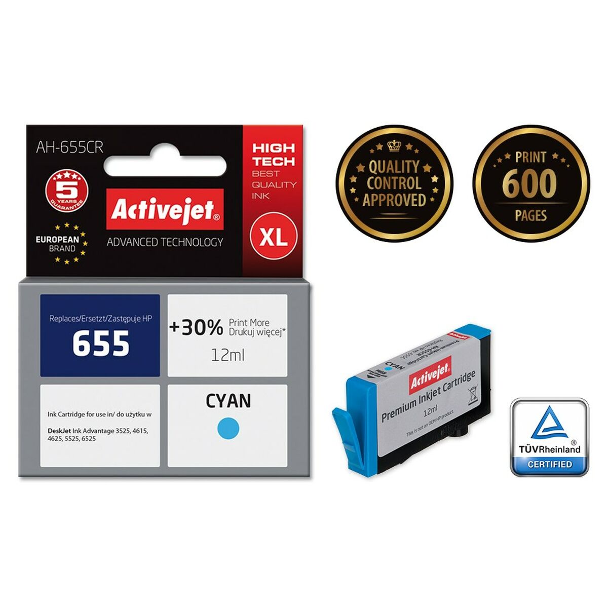 Original Ink Cartridge Activejet AH-655CR Cyan Original Ink Cartridge Activejet AH-655CR Cyan