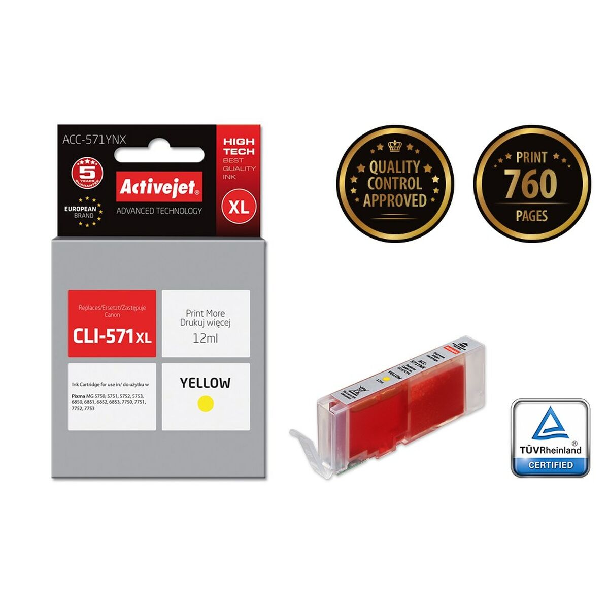 Original Ink Cartridge Activejet ACC-571YNX Yellow Original Ink Cartridge Activejet ACC-571YNX Yellow