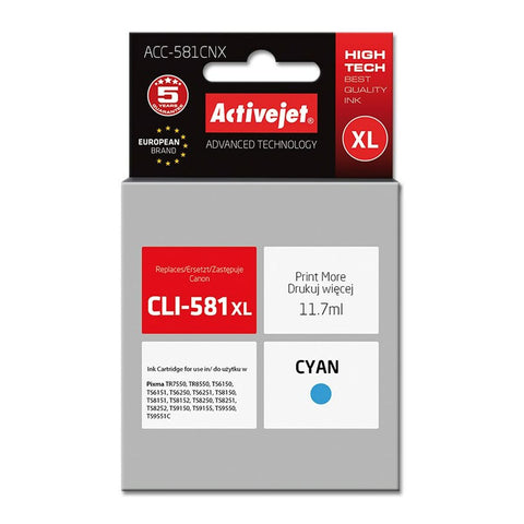 Original Ink Cartridge Activejet ACC-581CNX Cyan Original Ink Cartridge Activejet ACC-581CNX Cyan