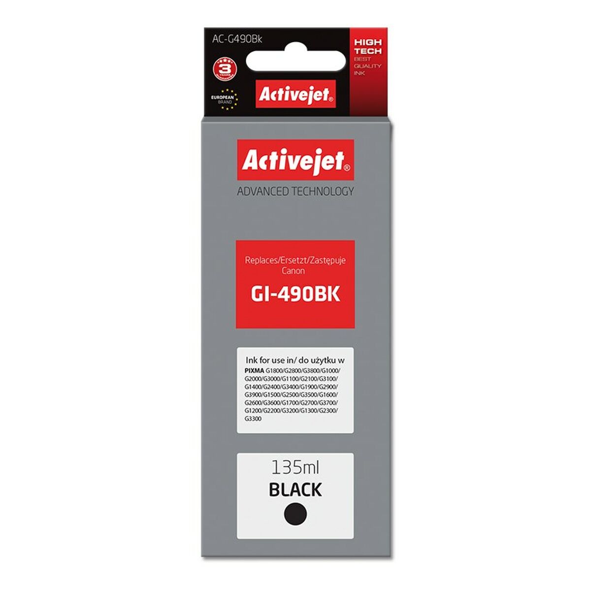 Original Ink Cartridge Activejet AC-G490Bk Black Original Ink Cartridge Activejet AC-G490Bk Black