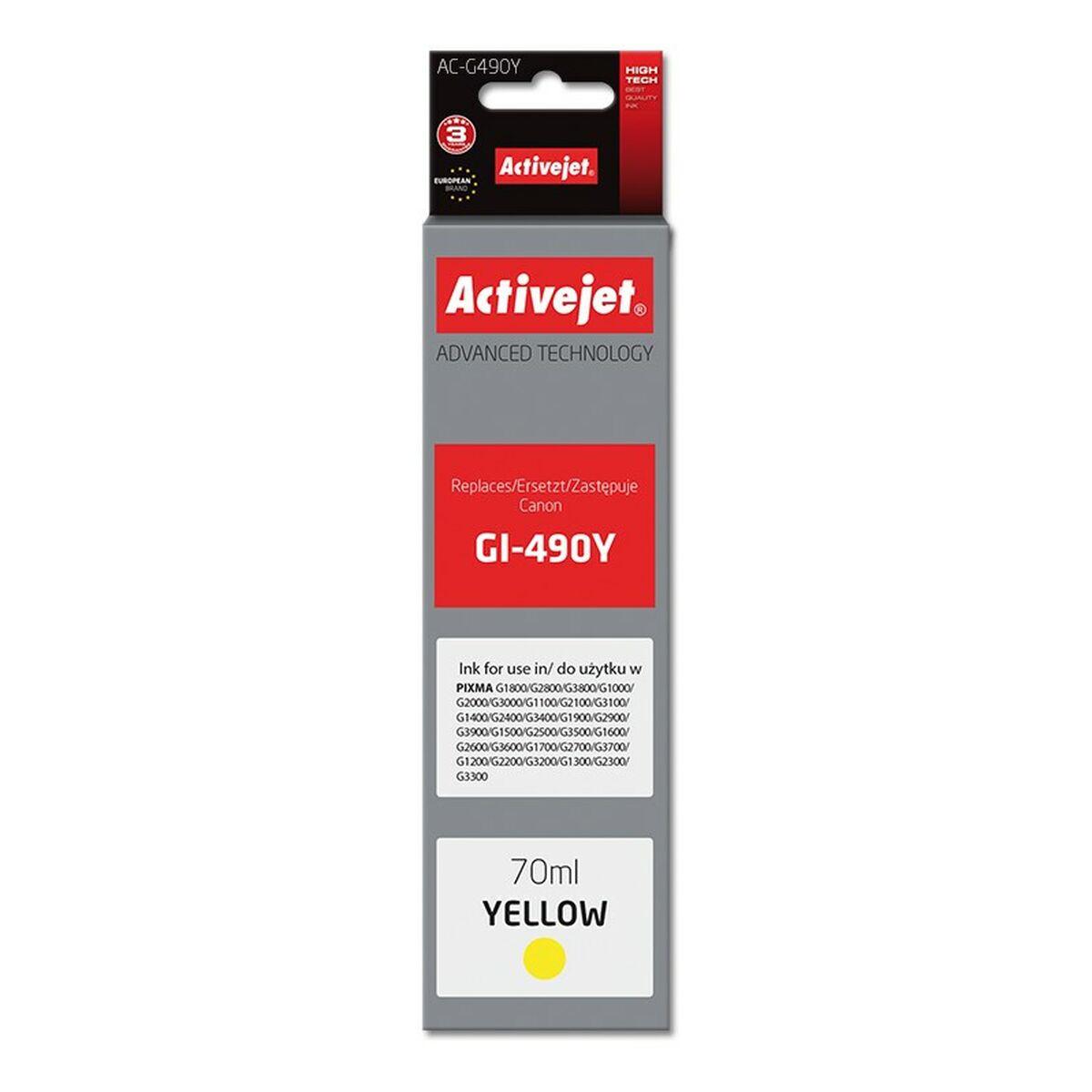 Original Ink Cartridge Activejet AC-G490Y Yellow Original Ink Cartridge Activejet AC-G490Y Yellow