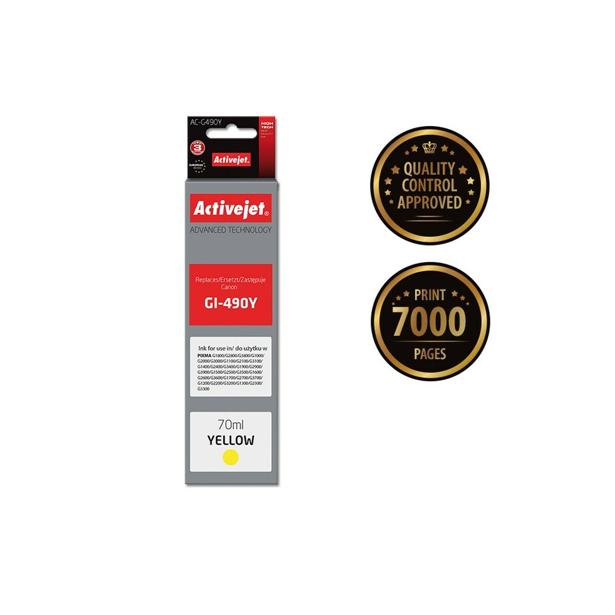 Original Ink Cartridge Activejet AC-G490Y Yellow Original Ink Cartridge Activejet AC-G490Y Yellow