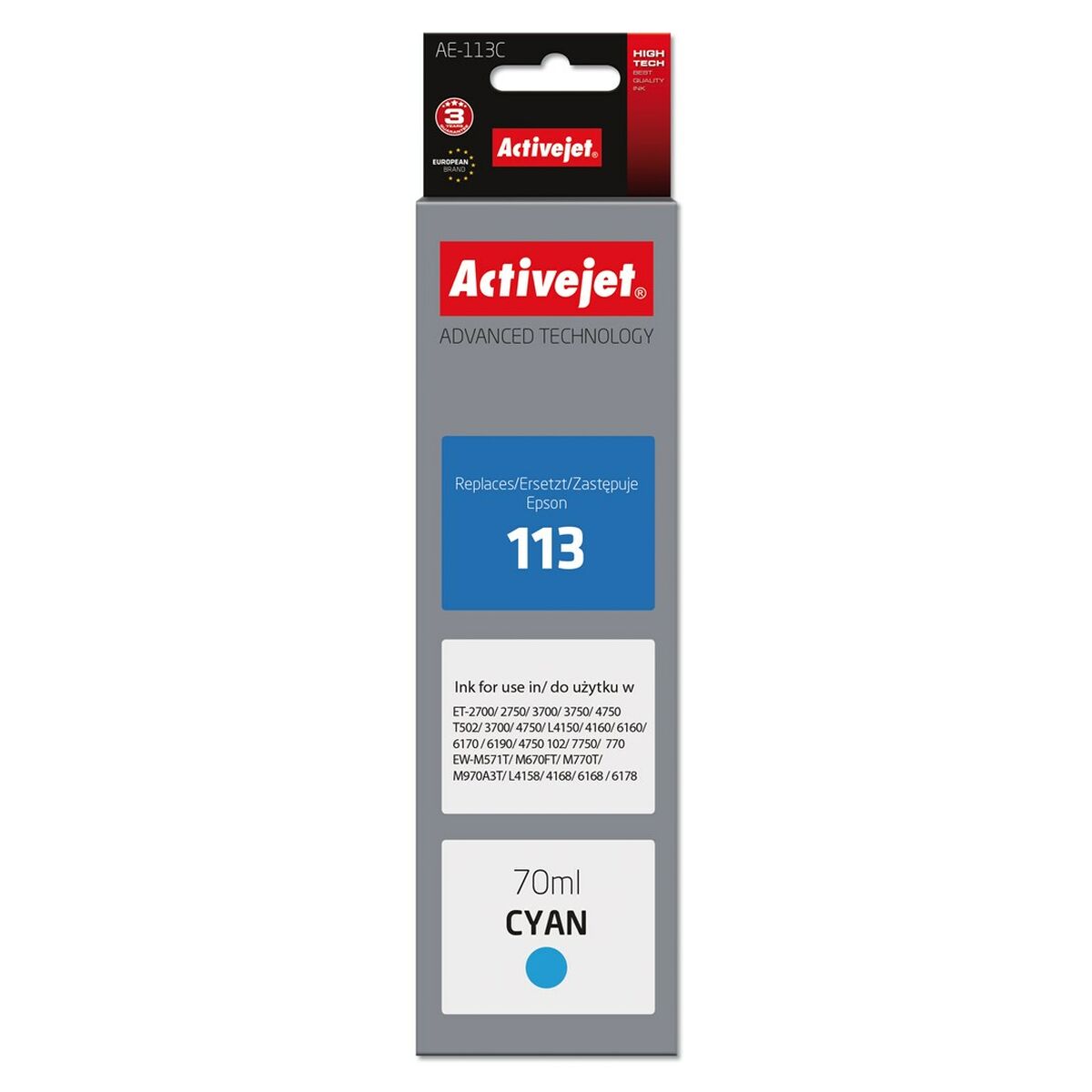 Original Ink Cartridge Activejet AE-113C Cyan Original Ink Cartridge Activejet AE-113C Cyan