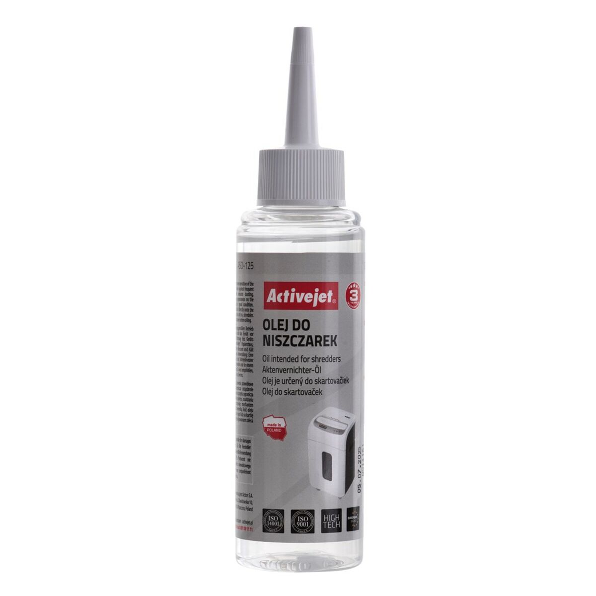 Lubricating Oil for Paper Shredder Activejet ASO-125 125 ml Lubricating Oil for Paper Shredder Activejet ASO-125 125 ml