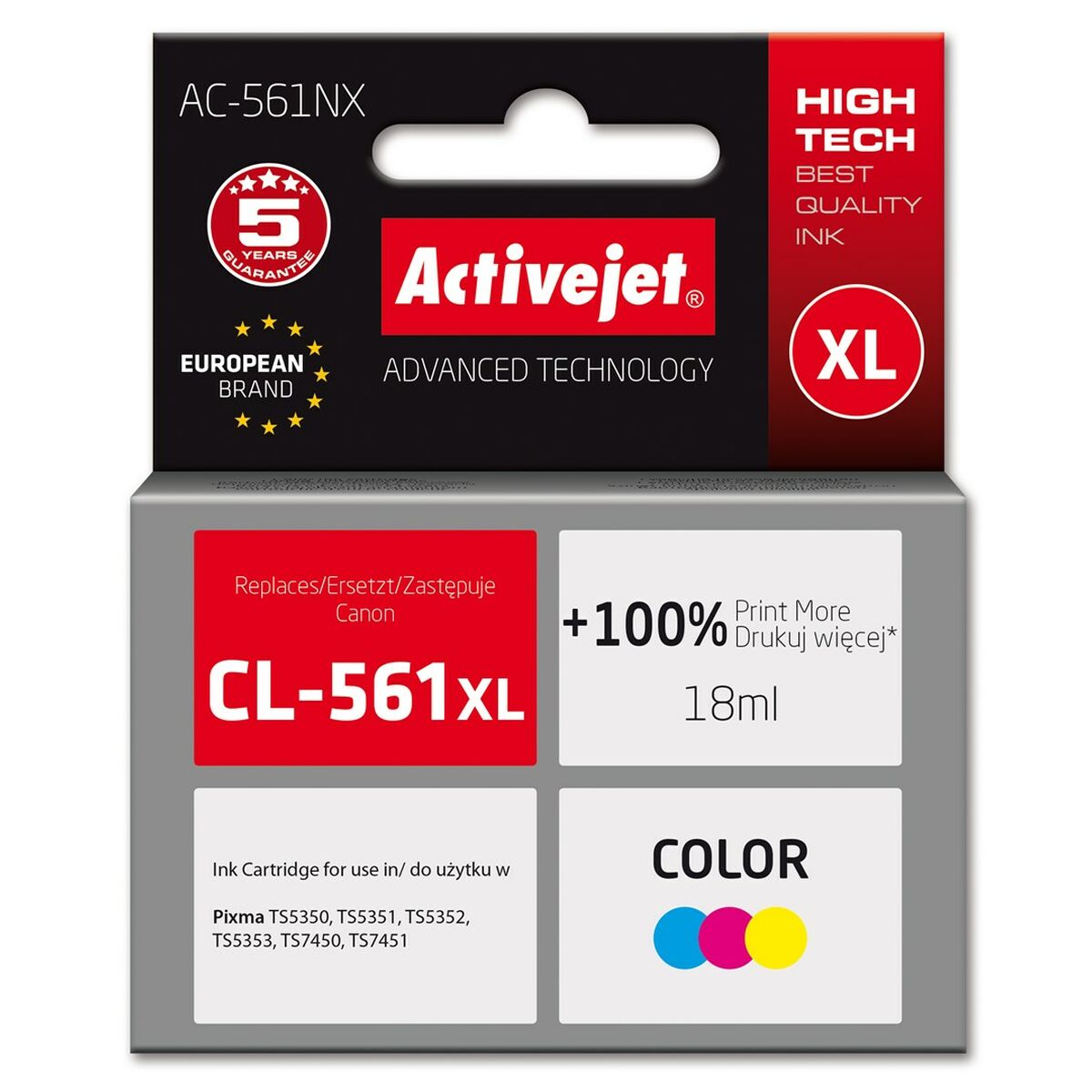 Original Ink Cartridge Activejet AC-561NX Cyan/Magenta/Yellow Original Ink Cartridge Activejet AC-561NX Cyan/Magenta/Yellow