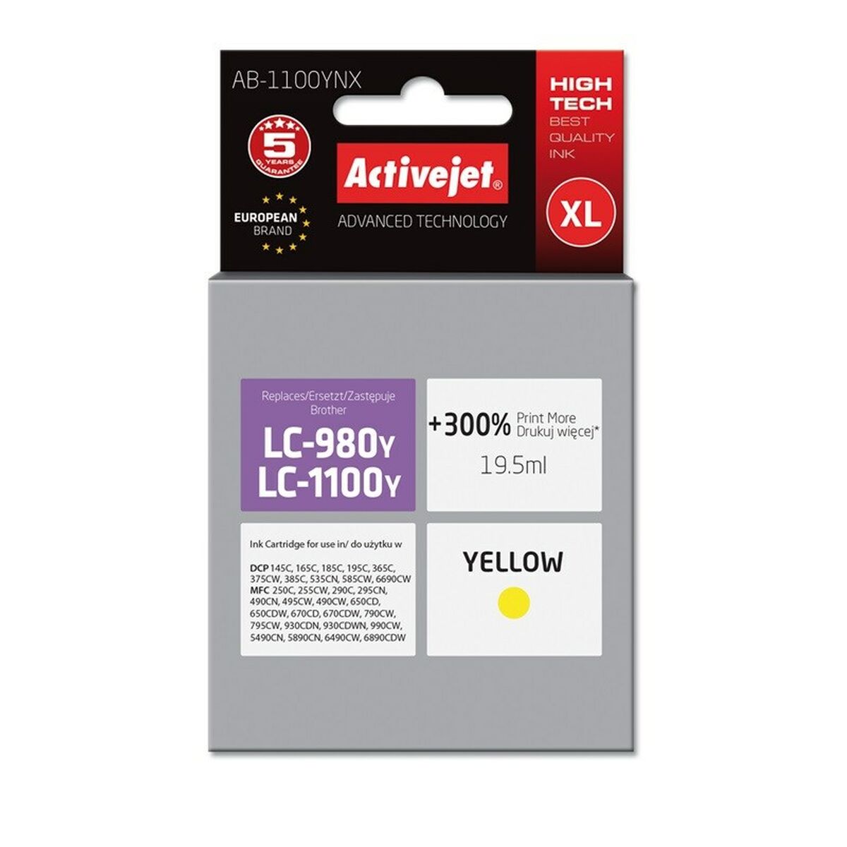 Original Ink Cartridge Activejet AB-1100YNX Yellow White Original Ink Cartridge Activejet AB-1100YNX Yellow White