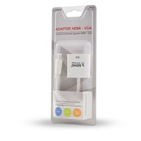 HDMI to VGA Adapter Savio CL-27 White HDMI to VGA Adapter Savio CL-27 White