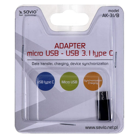 Micro USB to USB-C Adapter Savio AK-31 / B Micro USB to USB-C Adapter Savio AK-31 / B