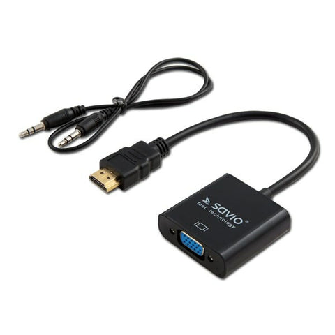 HDMI to VGA with Audio Adapter Savio CL-23/B Black 50 cm HDMI to VGA with Audio Adapter Savio CL-23/B Black 50 cm