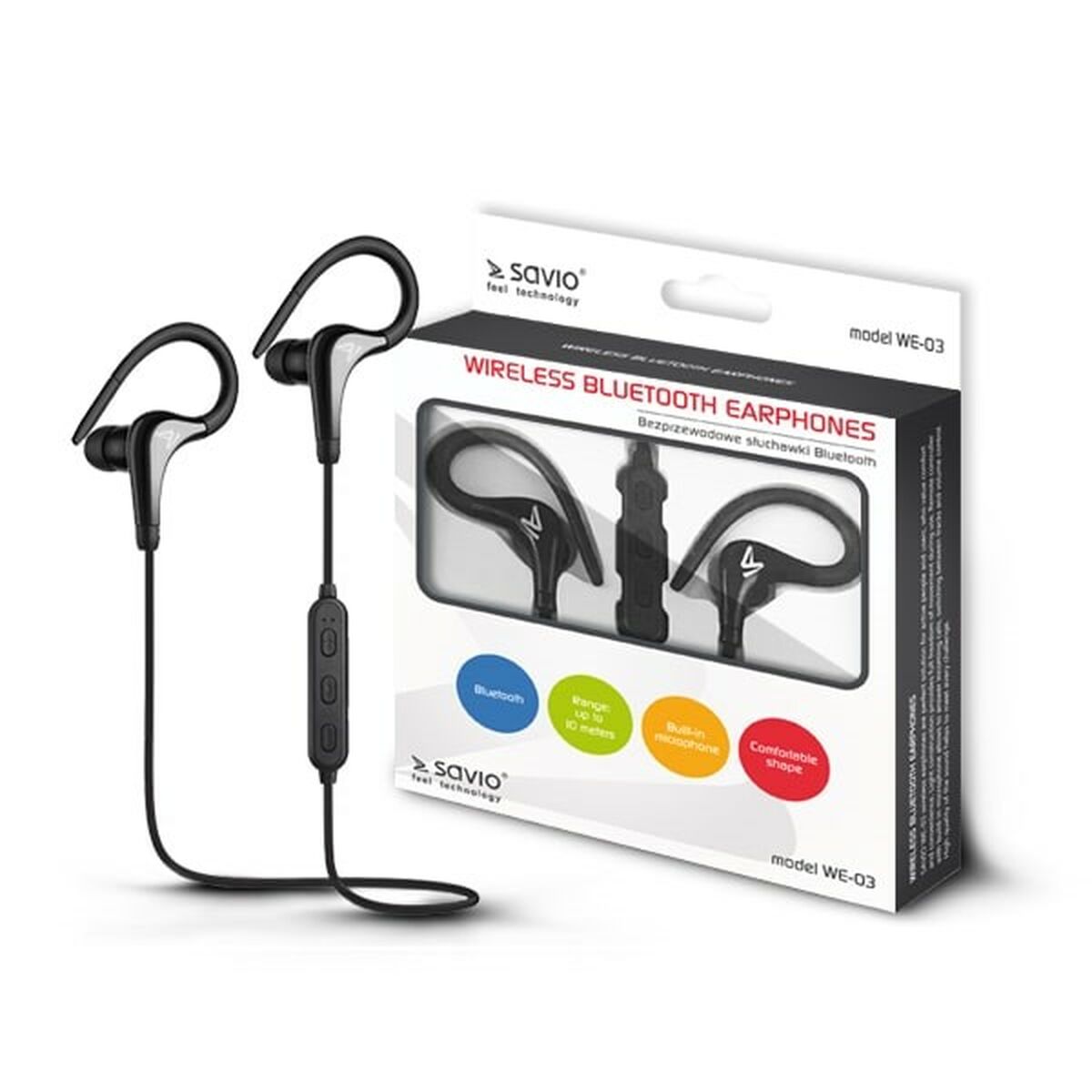 Sport Bluetooth Headset Savio WE-03 Black Sport Bluetooth Headset Savio WE-03 Black