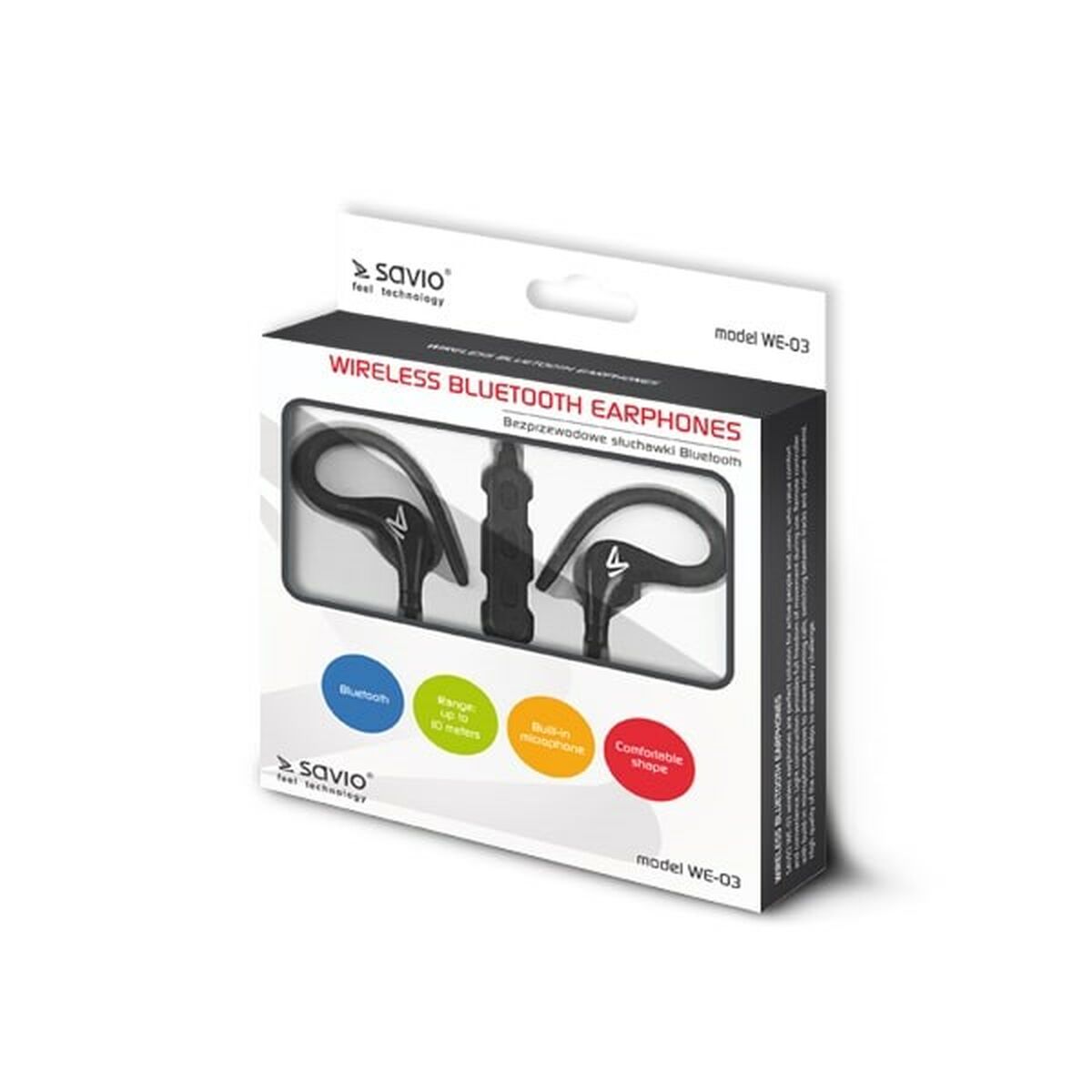 Sport Bluetooth Headset Savio WE-03 Black Sport Bluetooth Headset Savio WE-03 Black