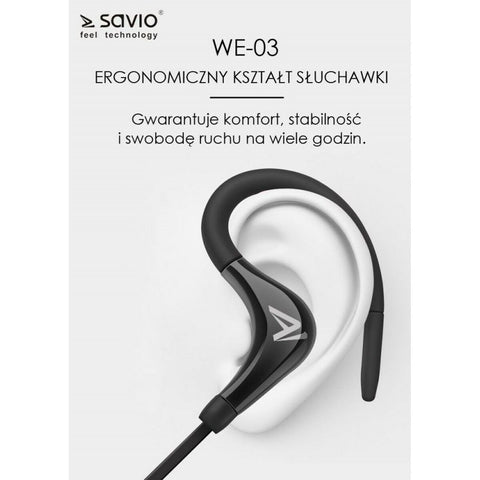 Sport Bluetooth Headset Savio WE-03 Black Sport Bluetooth Headset Savio WE-03 Black
