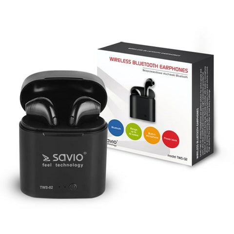 In-ear Bluetooth Headphones Savio TWS-02 Black Graphite In-ear Bluetooth Headphones Savio TWS-02 Black Graphite