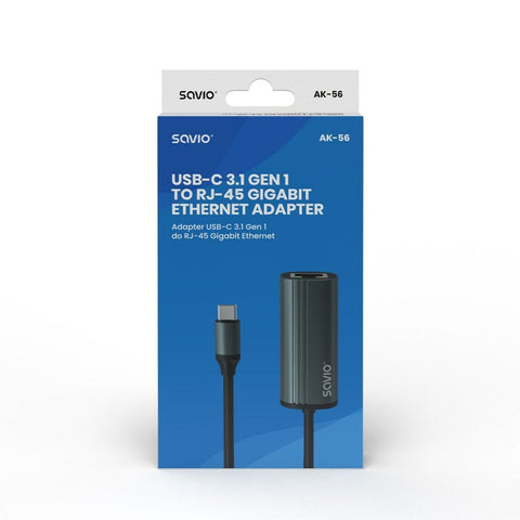 USB-C to Ethernet Adapter Savio AK-56 USB-C to Ethernet Adapter Savio AK-56