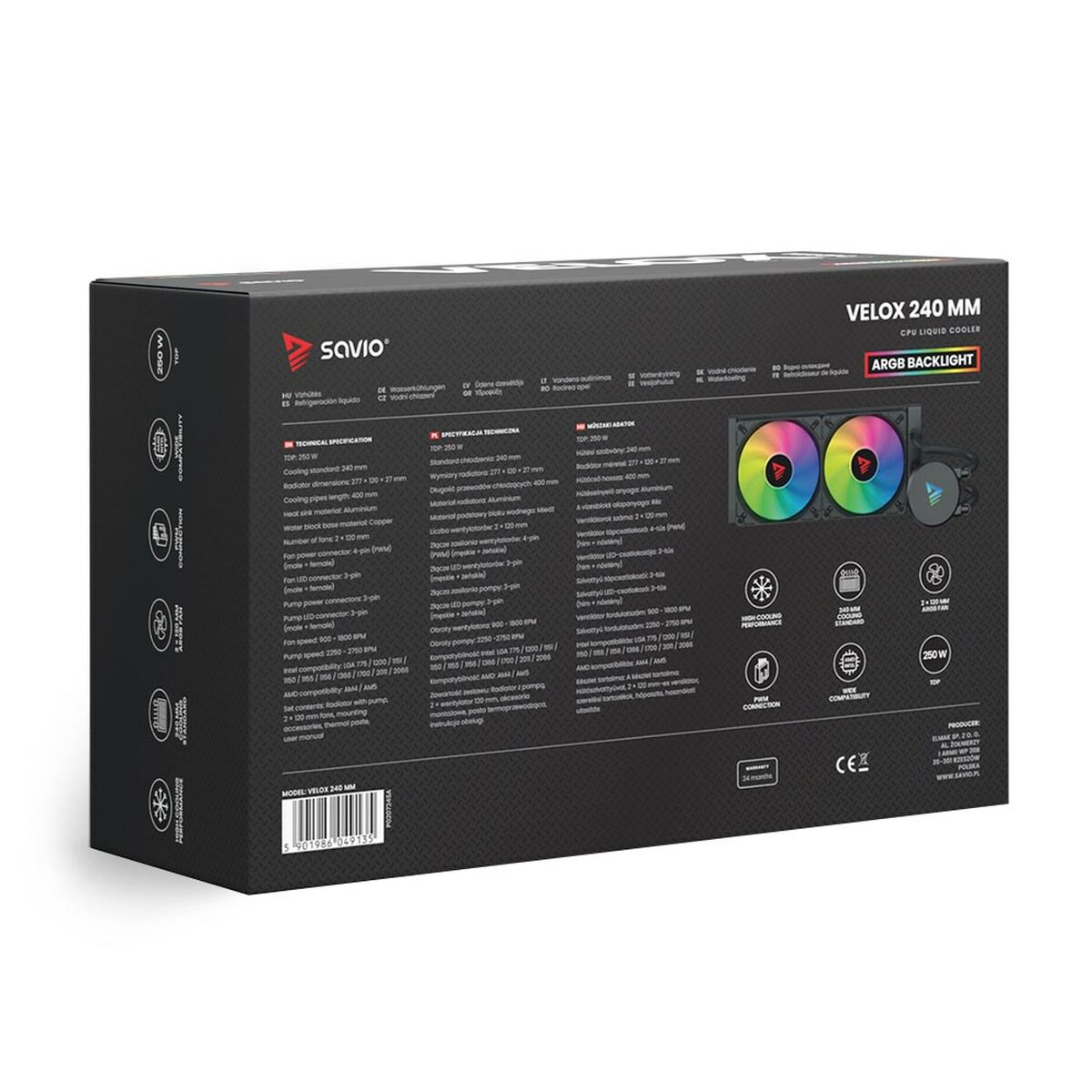 Liquid Refrigeration Kit Savio VELOX 240MM Liquid Refrigeration Kit Savio VELOX 240MM