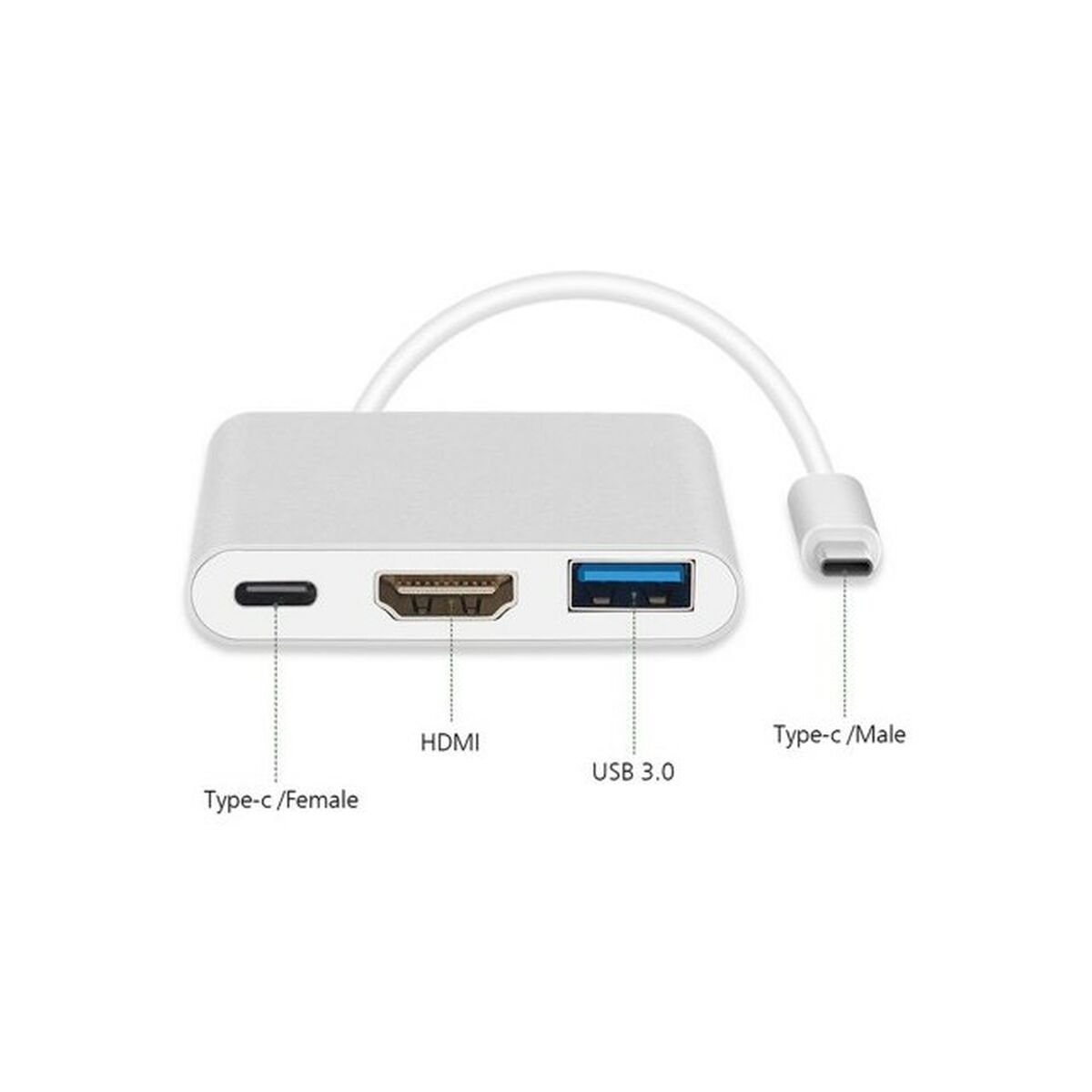 3-Port USB-C Hub MacLean MCTV-840 Silver 3-Port USB-C Hub MacLean MCTV-840 Silver