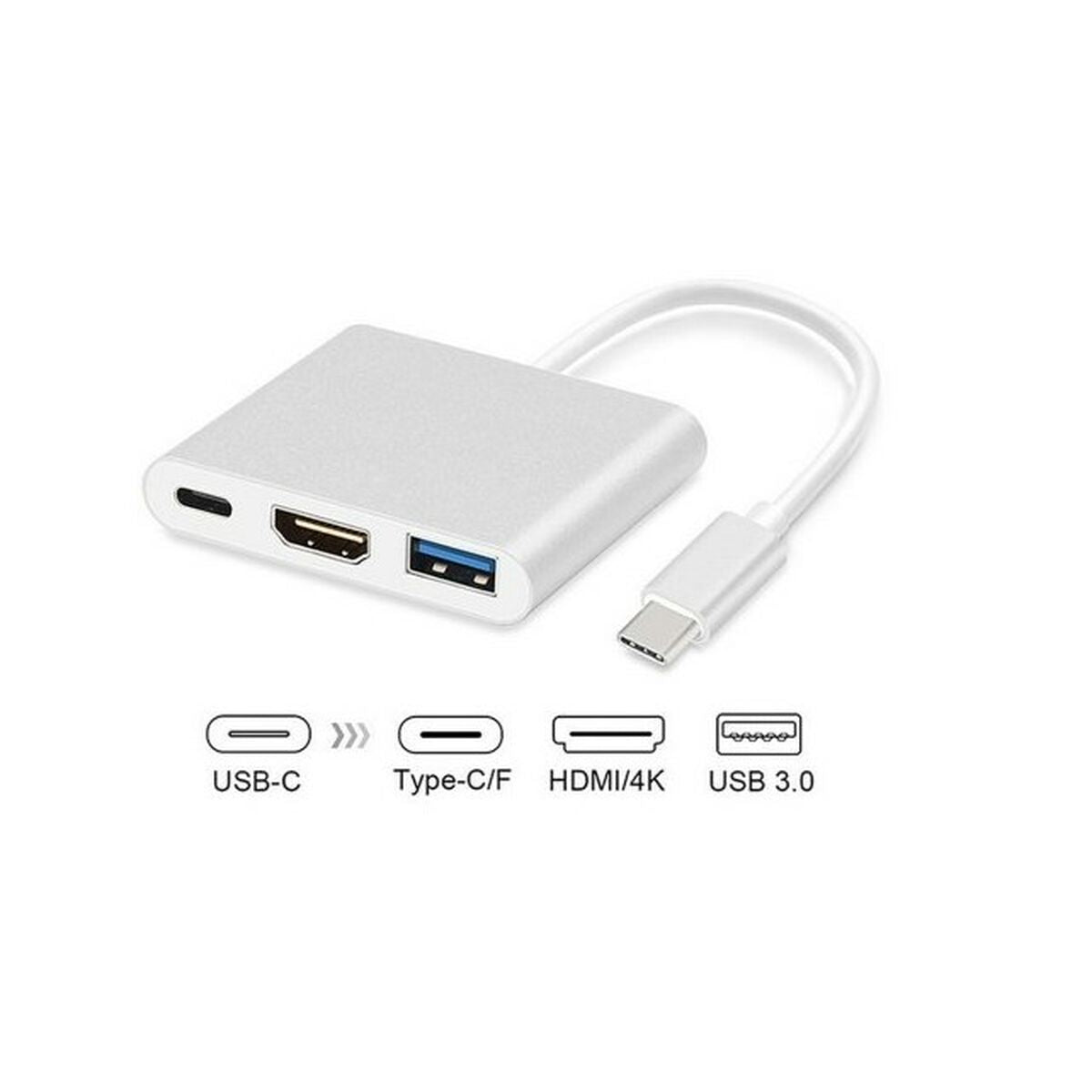 3-Port USB-C Hub MacLean MCTV-840 Silver 3-Port USB-C Hub MacLean MCTV-840 Silver