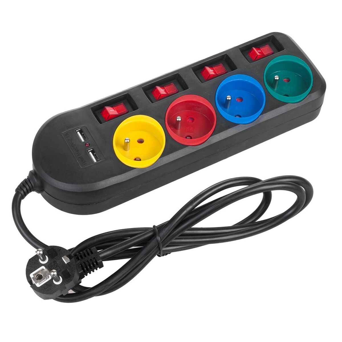 4-socket plugboard with power switch MacLean MCE229B (1,5 m) 4-socket plugboard with power switch MacLean MCE229B (1,5 m)