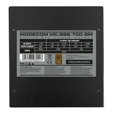 Power supply Modecom ZAS-MC-B88-700-ATX-SM ATX 700 W 80 Plus Bronze Power supply Modecom ZAS-MC-B88-700-ATX-SM ATX 700 W 80 Plus Bronze