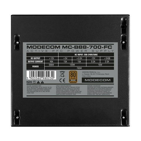 Power supply Modecom ZAS-MC-B88-700-ATX-FC-BULK ATX 700 W 80 Plus Bronze Power supply Modecom ZAS-MC-B88-700-ATX-FC-BULK ATX 700 W 80 Plus Bronze