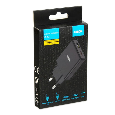 Wall Charger Ibox ILUC43B Black 30 W (1 Unit) Wall Charger Ibox ILUC43B Black 30 W (1 Unit)