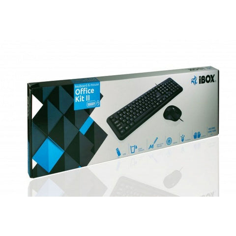 Keyboard and Mouse Ibox OFFICE KIT II Black Monochrome English QWERTY Keyboard and Mouse Ibox OFFICE KIT II Black Monochrome English QWERTY