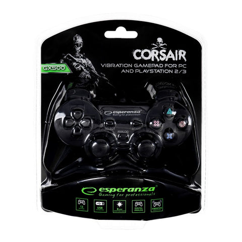 Wireless Gaming Controller Esperanza Corsair GX500 Black PC PlayStation 3 PlayStation 2 Wireless Gaming Controller Esperanza Corsair GX500 Black PC PlayStation 3 PlayStation 2