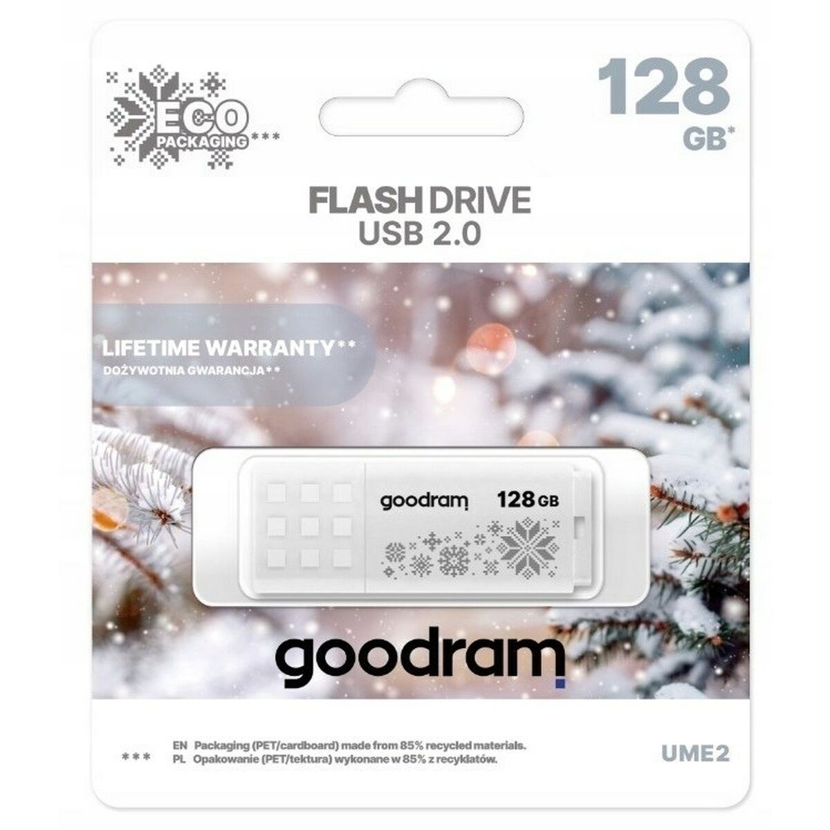 USB stick GoodRam UME2-1280W0R11-WI White 128 GB USB stick GoodRam UME2-1280W0R11-WI White 128 GB
