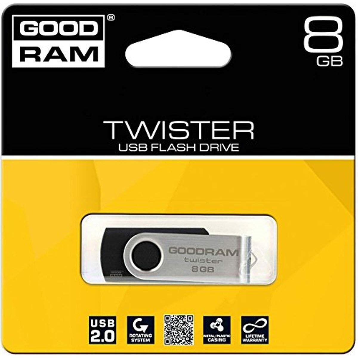 USB stick GoodRam UTS2 USB 2.0 Black Silver 8 GB (1 Unit) USB stick GoodRam UTS2 USB 2.0 Black Silver 8 GB (1 Unit)