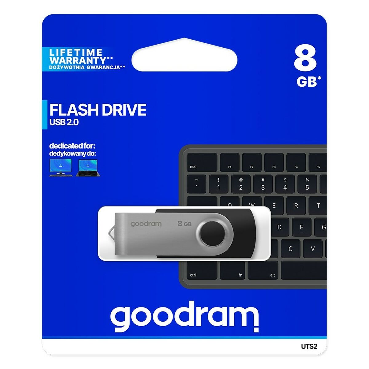 USB stick GoodRam UTS2 USB 2.0 Black Silver 8 GB (1 Unit) USB stick GoodRam UTS2 USB 2.0 Black Silver 8 GB (1 Unit)