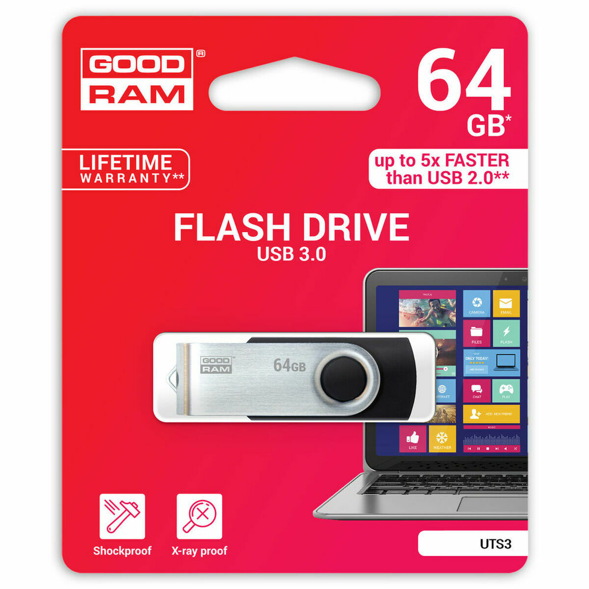 USB stick GoodRam UTS3-0640K0R11 USB 3.1 Black 64 GB (1 Unit) USB stick GoodRam UTS3-0640K0R11 USB 3.1 Black 64 GB (1 Unit)