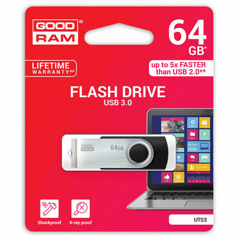 USB stick GoodRam UTS3-0640K0R11 USB 3.1 Black 64 GB (1 Unit) USB stick GoodRam UTS3-0640K0R11 USB 3.1 Black 64 GB (1 Unit)