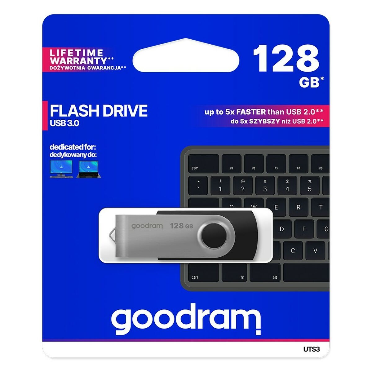 USB stick GoodRam UTS3 USB 3.1 Black 128 GB (1 Unit) USB stick GoodRam UTS3 USB 3.1 Black 128 GB (1 Unit)