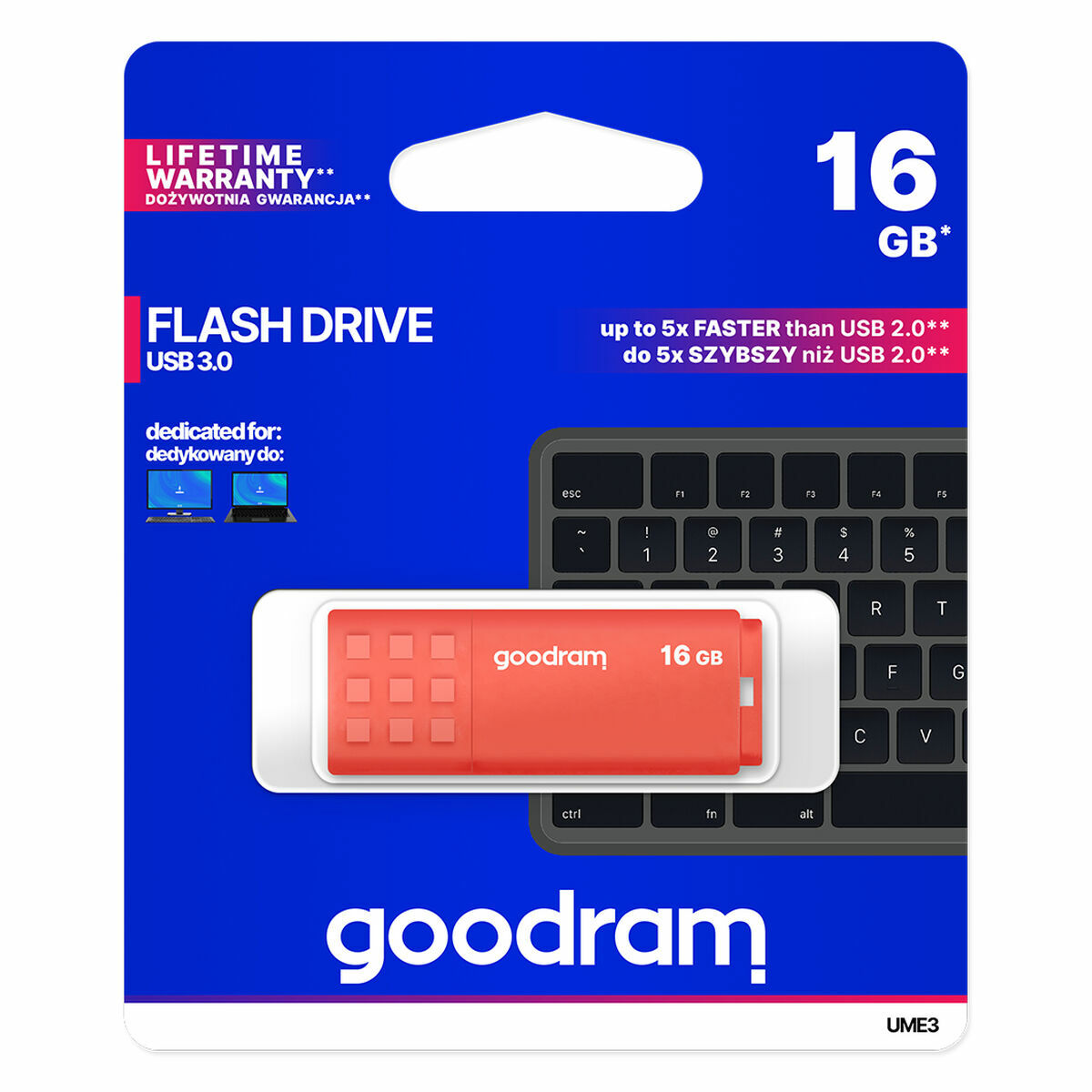 USB stick GoodRam UME3 Orange 16 GB (1 Unit) USB stick GoodRam UME3 Orange 16 GB (1 Unit)