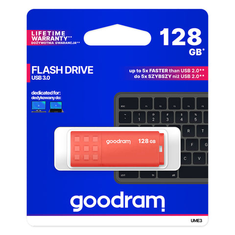USB stick GoodRam UME3-1280O0R11 Orange 128 GB (1 Unit) USB stick GoodRam UME3-1280O0R11 Orange 128 GB (1 Unit)