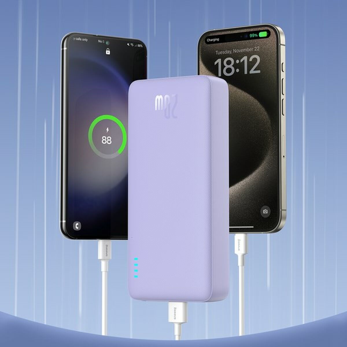 Powerbank Baseus P10022804513-00 Purple 20000 mAh 74 WH Powerbank Baseus P10022804513-00 Purple 20000 mAh 74 WH