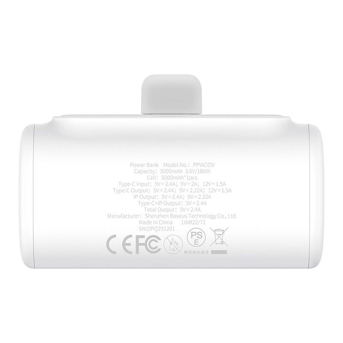 Powerbank Baseus P10068307213-00 White 5000 mAh Powerbank Baseus P10068307213-00 White 5000 mAh