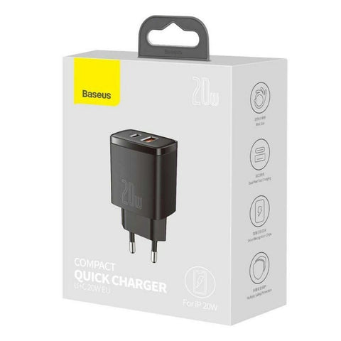 Wall Charger Baseus CCXJ-B01 Black 18 W 20 W (1 Unit) Wall Charger Baseus CCXJ-B01 Black 18 W 20 W (1 Unit)