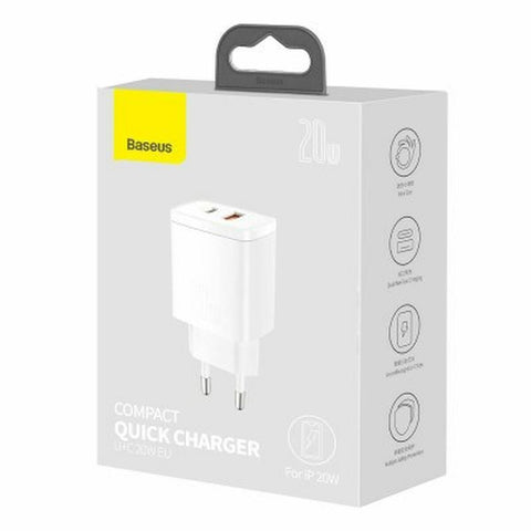 Wall Charger Baseus CCXJ-B02 White 18 W 20 W (1 Unit) Wall Charger Baseus CCXJ-B02 White 18 W 20 W (1 Unit)