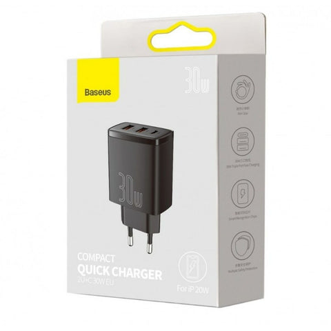 Wall Charger Baseus CCXJ-E01 Black 30 W (1 Unit) Wall Charger Baseus CCXJ-E01 Black 30 W (1 Unit)