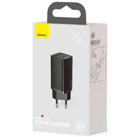 Wall Charger Baseus CCGAN2L-B01 Black 18 W 65 W 45 W Wall Charger Baseus CCGAN2L-B01 Black 18 W 65 W 45 W